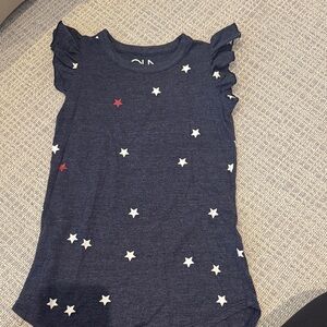 Chaser Navy Starry Ruffle Sleeve Tee